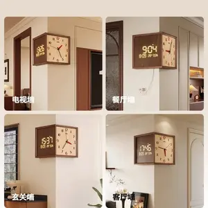 Geometric Atomic-Era Walnut Digital Clock | Dresden Collection