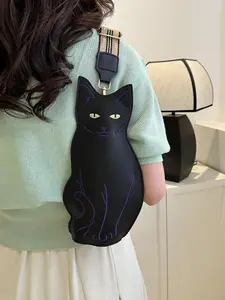 Women's  Cute Cat Design Zipper Fanny Pack, Novelty Animal Design Sling Bag for Daily Used, Casual Trendy Versatile High-quality Daily Commuting Bag, Casual Waist Bag, Zipper Belt Bag, Casual Bum Bag, Fashion Waist Packs