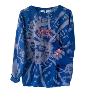 USA STITCH ♡ embroidered tie-dye sweatshirt with flag