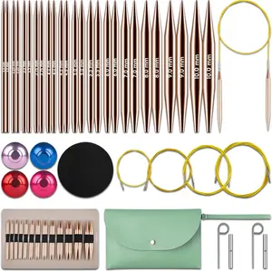 13Pairs Circular Needle Set, Knitting Needles, Knitting Accessories, Interchangeable Circular Knitting Needles Set, Aluminum Needles Accessories, Cross-border Knitting Tool, Detachable Ring Needle