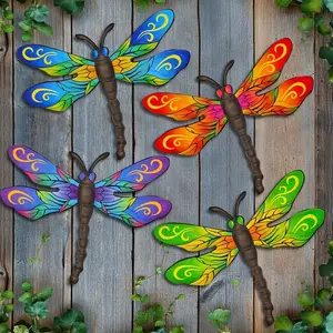 4pcs Metal Dragonfly Home Wall Decor, Fade-Resistant Hanging Ornaments, Garden Fence Outdoor Decoration, Mother's Day Gift, Housewarming Present