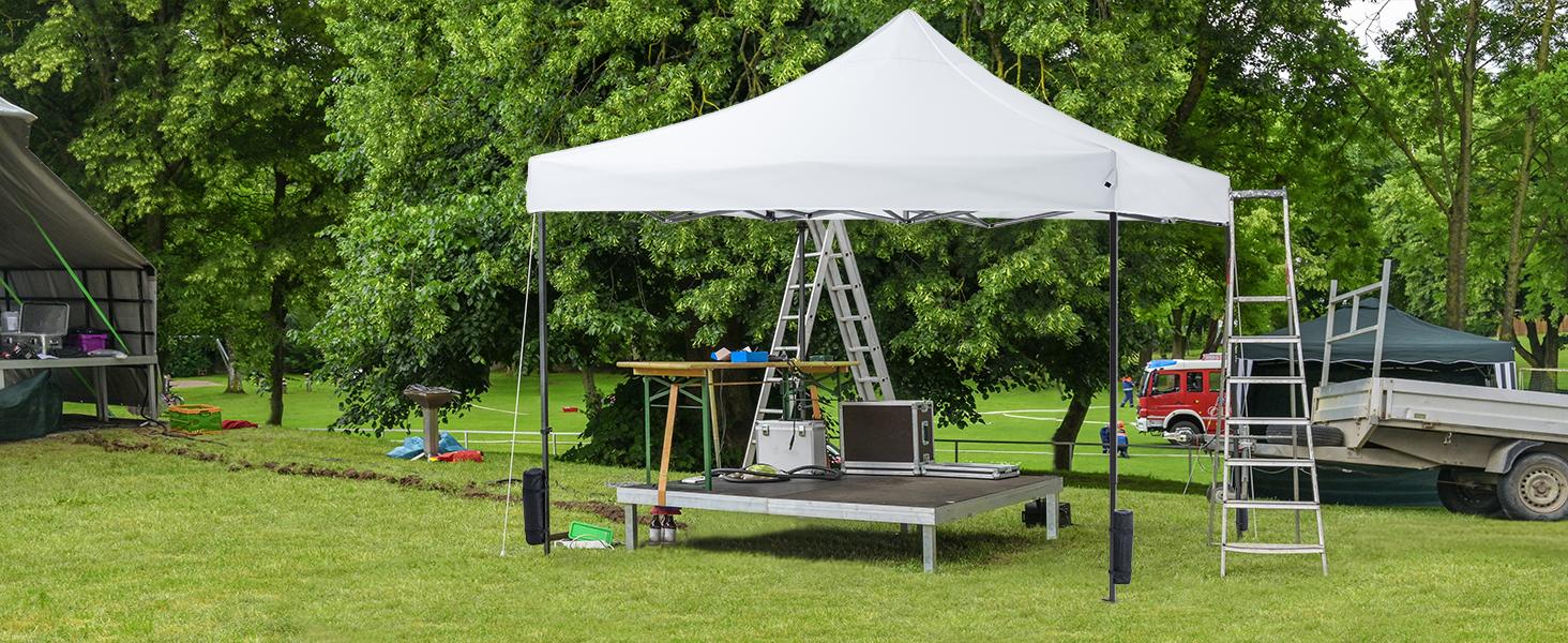 Sweetcrispy 10x10 Pop Up Canopy, Easy Setup Instant Outdoor Canopy with Vented Top and Wheeled Bag, White,summerwins