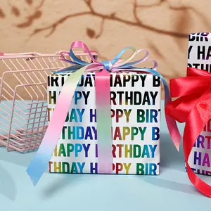 Birthday Wrapping Paper Roll | Colorful Happy Birthday Gift Wrap | Party Gift Packaging Paper for Kids & Adults, Gift Wrapping Supplies