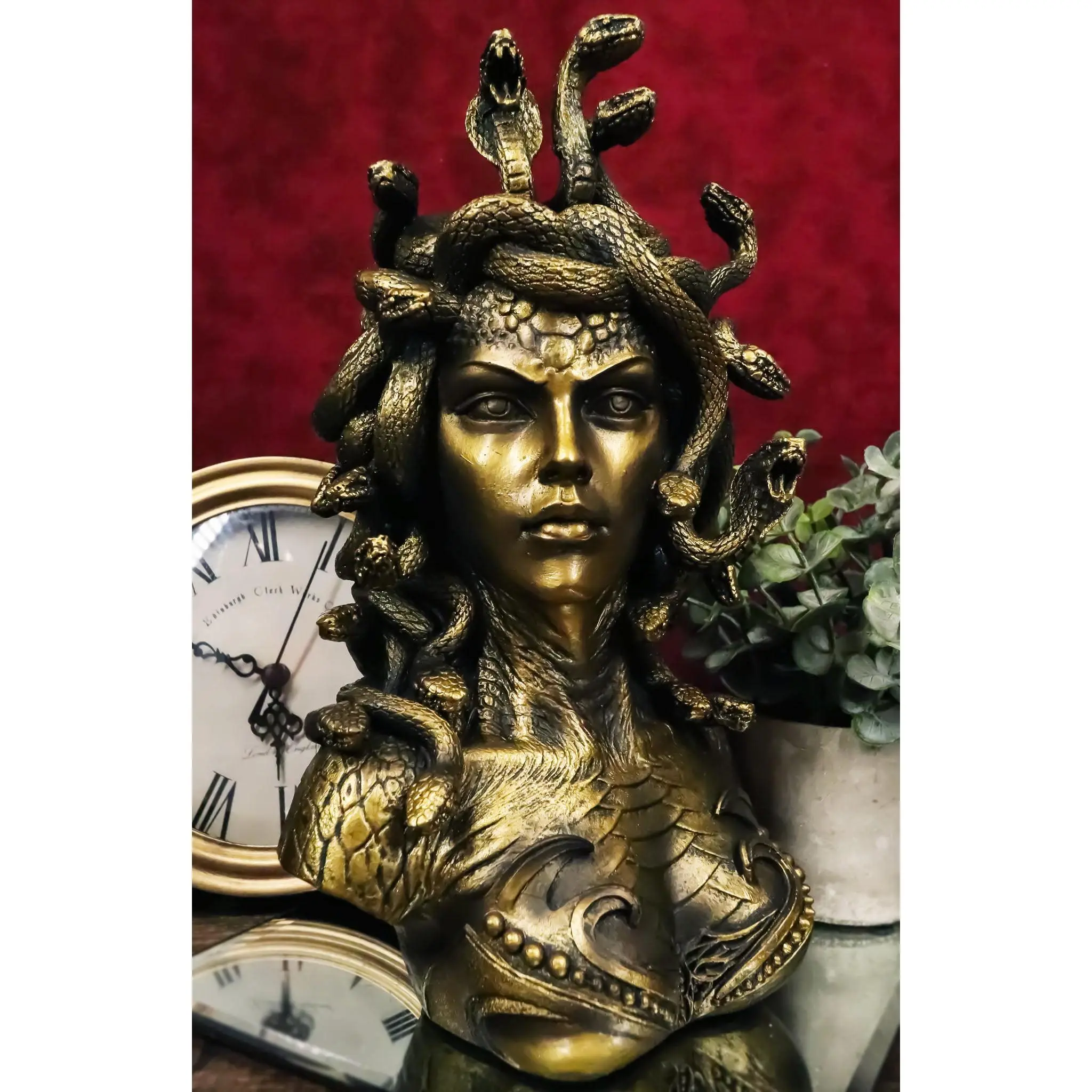 Greek Mythology Gorgon Sisters Goddess Medusa With Wild Snakes Hair Bust Statue
