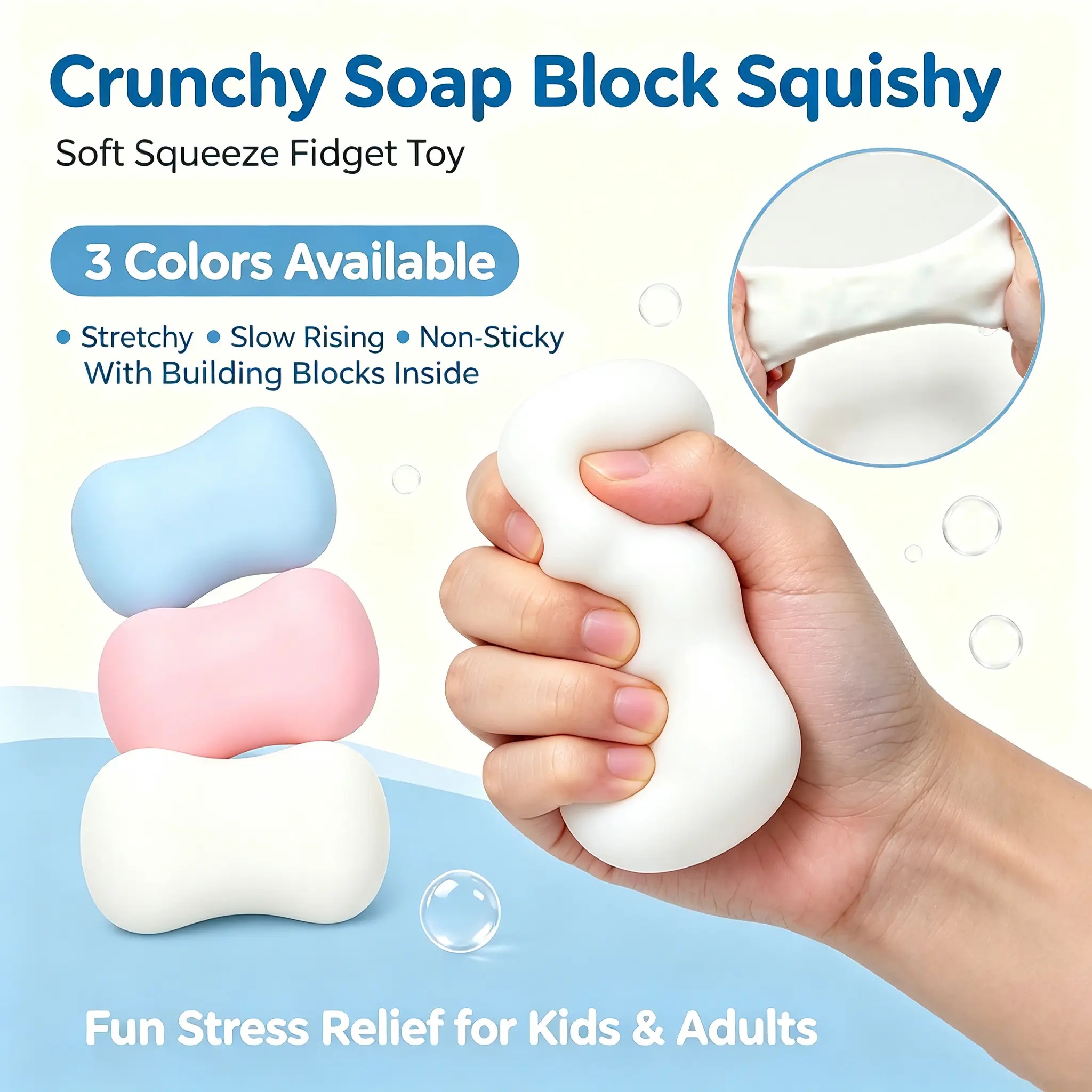 Soap Crunchy Ball Squishy Soap Stress Ball Fidget Toy Crunchy Squeeze Ball Cute Desk Fidget Round Blocks Filled ASMR Anti Stress Toys for Adults Fidget Balls Birthday Gifts For Exam Week halloween / haunted