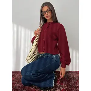 Kammi Button Up Cardigan Red