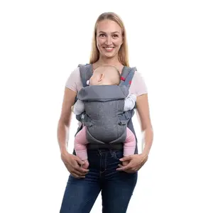 4-in-1 Baby Carrier Newborn to Toddler 8-32 lbs - All-Position, Hip-Healthy Newborn Carrier, Adjustable Baby Carriers with Breathable 3D Mesh Panels & 2-in-1 Snap-On Bib (Gray)
