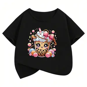 Cute Graphic Kids Tshirts Summer Short Sleeve Tees Cartoon Animal Boys Girls Clothes Kawaii Tops Y2K Children T-shirt