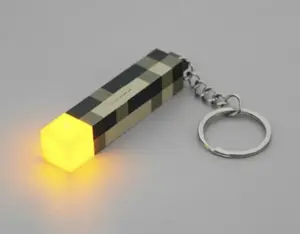 Light Up Torch Keychain M Craft- Glowing Yellow Block Design with Chain Attachment for Easy Carrying