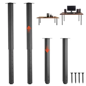 Adjustable 24-40 Inch Square Steel Table Legs - Heavy Duty 1200 lbs Max Load, Quick Installation, Ideal for Home Office Desks, DIY Projects, Coffee Tables, Dining Tables, Bar Tables, Workbenches, Black, 4 Pieces