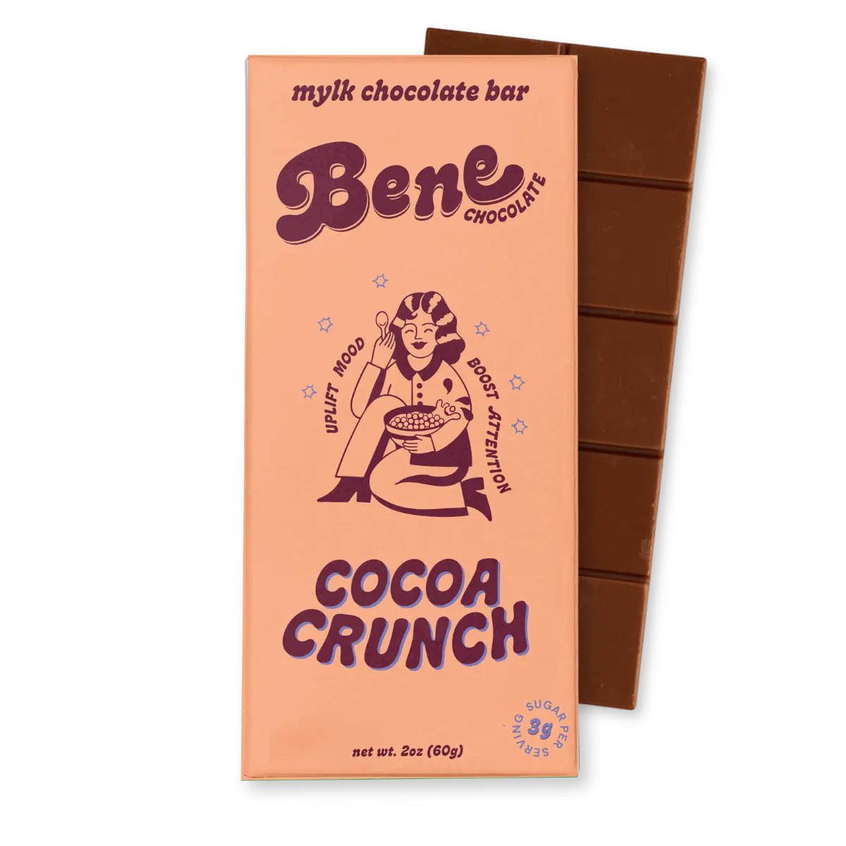 Cocoa Crunch Mylk Chocolate Bar: Mood + Attention Boost (3-PACK)