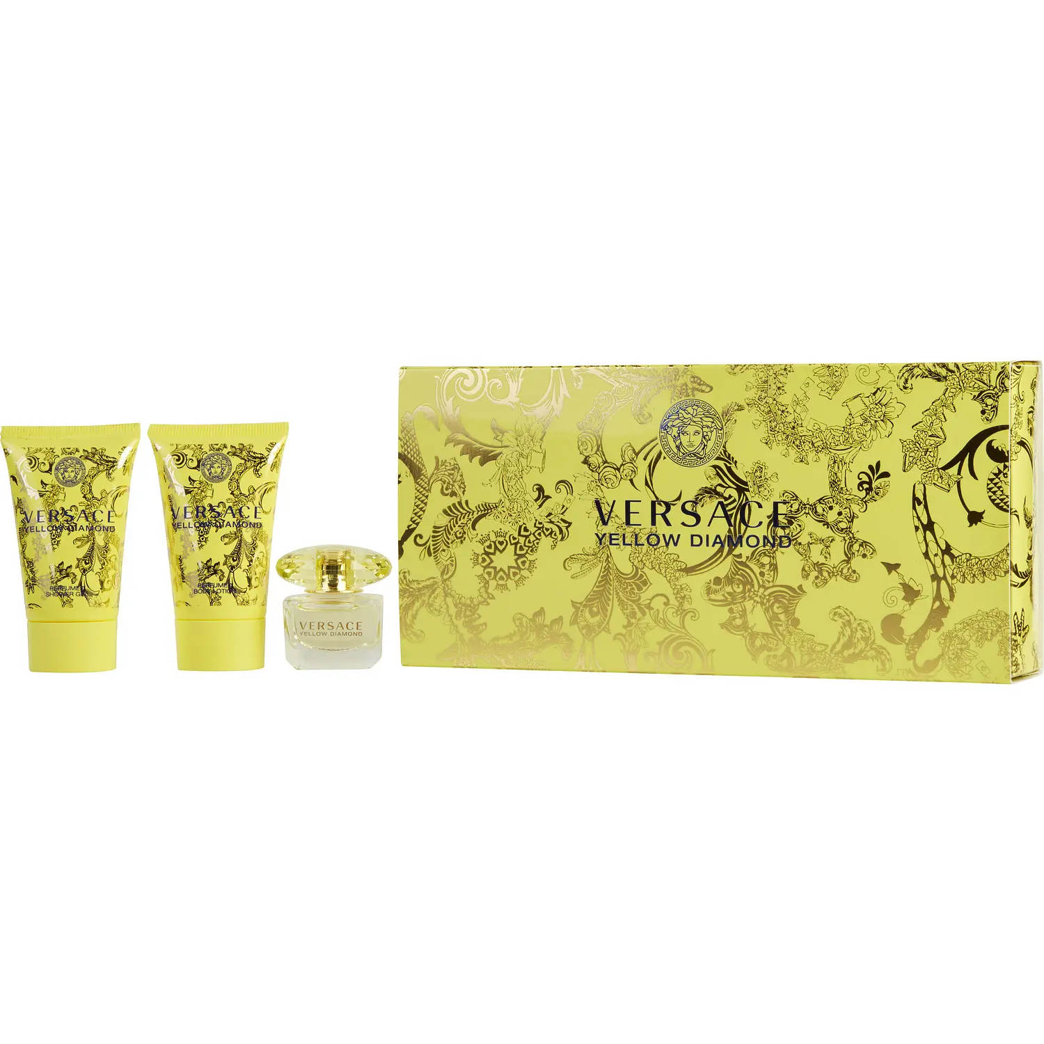 Versace Yellow Diamond Set-Edt 0.17 Oz Mini & Body Lotion 0.8 Oz & Shower Gel 0.8 Oz For Women