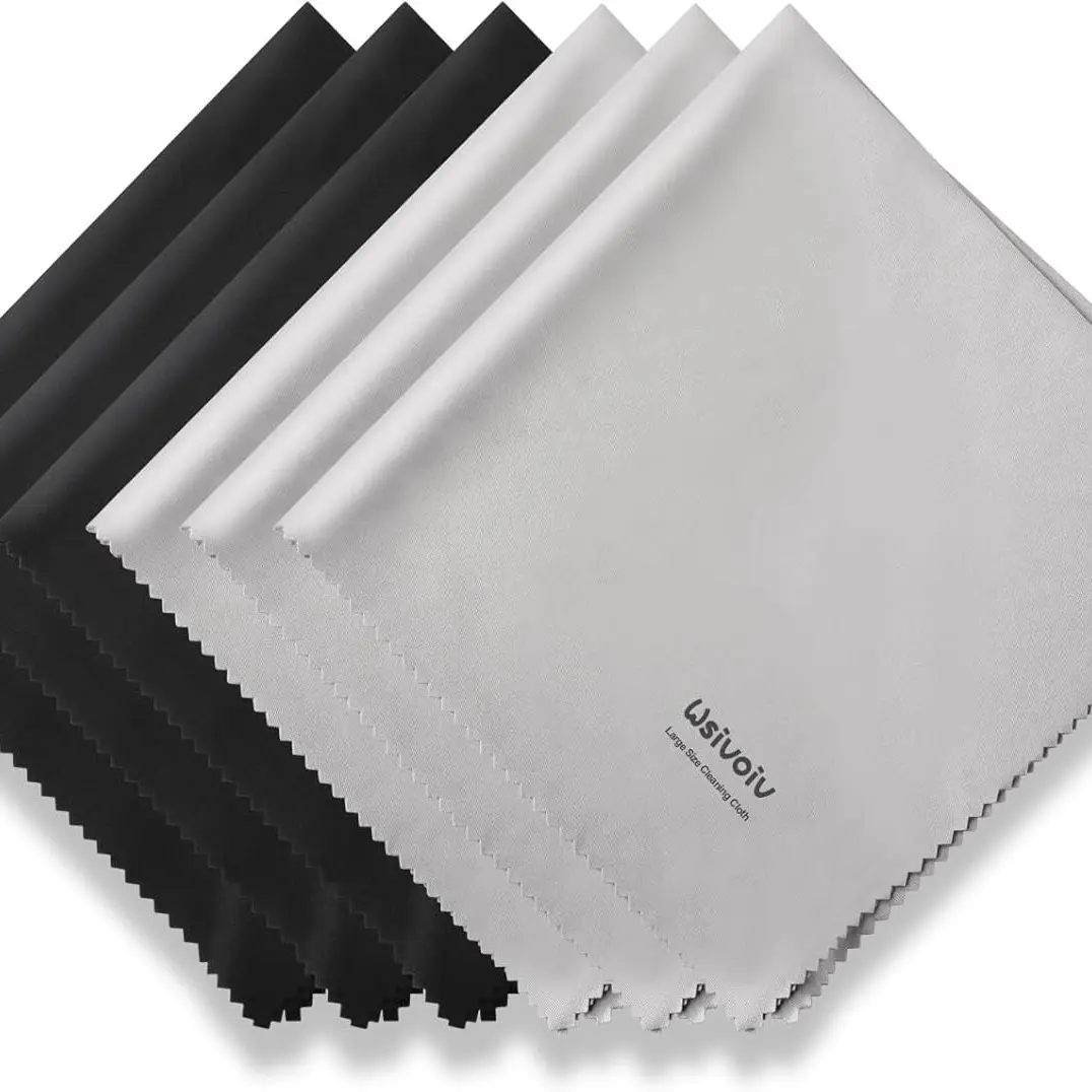 6PCS Premium Microfiber Eyeglass Cleaning Cloths - 12x12 in Anti-Fog Cleaner, Individually Wrapped, Easy-to-Grip for Screen Users, TV/Laptop Surfaces