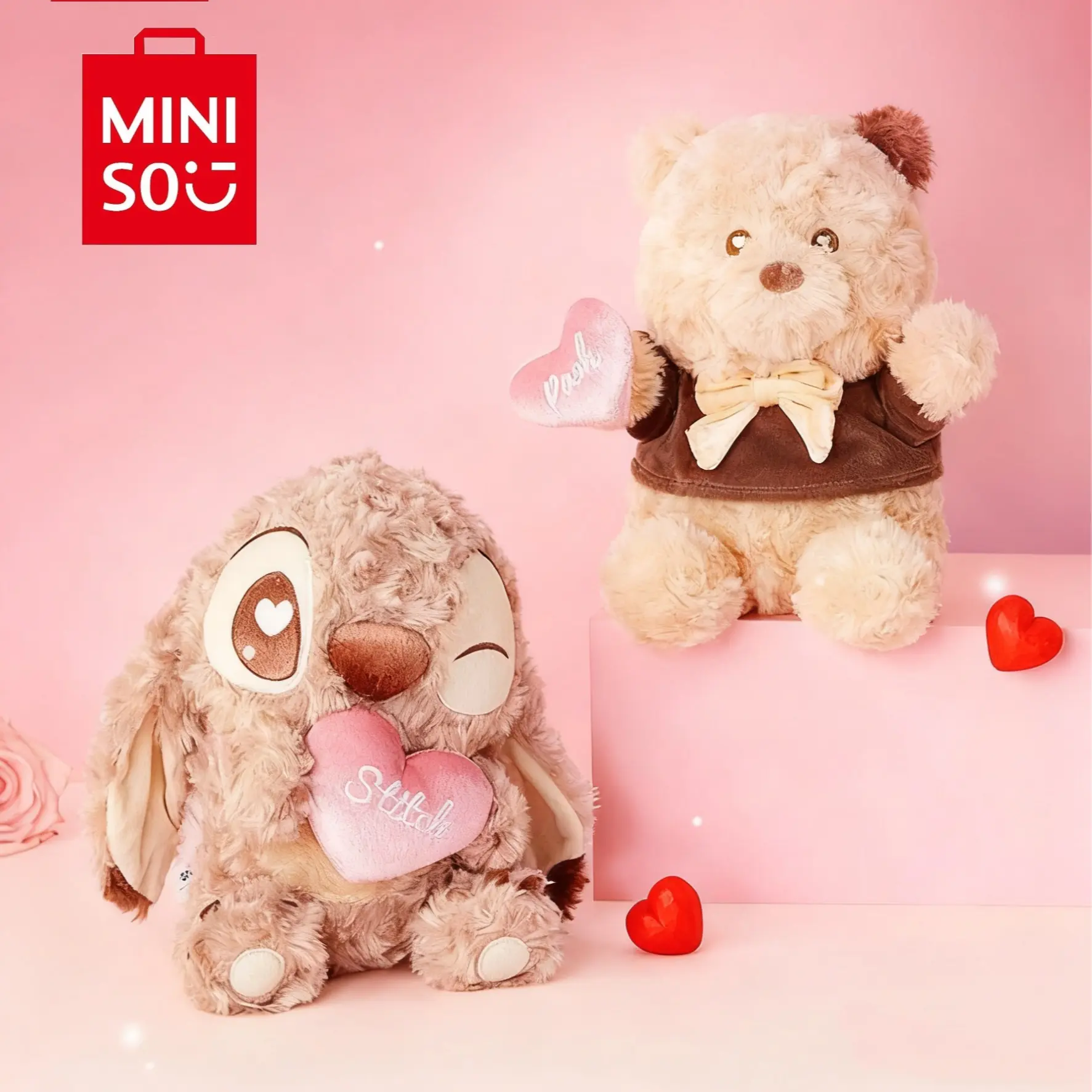 Disney Stitch & Winnie the Pooh No.10 Chocolate Cosplay Sitting Stuffed Plush - 2 Characters, Chocolate-Scented, Soft Huggable Material, Cute Costume Design, Unisex Perfect Collectible Toy