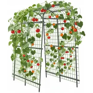 Cucumber Trellis for Raised Bed, U-Shape Garden Trellis for Climbing Plants, 7FT Tall Garden Arch Trellis for Climbing Plants Outdoor, Heavy Duty Metal Vegetable Arbor with Strong Bolt Assembly & Outdoor-Ready Stakes