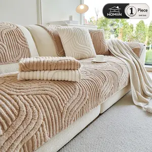 HOMIN-1 Piece Ribbed Plush Sofa Cover for Couch, Pet Friendly Non Slip Couch Protector Pad, Ultra Soft Textured Sofa Mat for Dogs & Cats, Cozy Furniture Cover for Loveseat, Recliner, Bed, Rug, Table Cover, Pet Bed & Outdoor Use