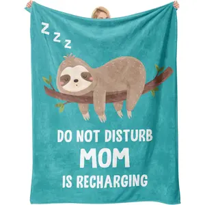 Gifts for Mom Christmas, Moms Birthday Gifts from Daughter Son, Moms Gift for Birthday Christmas Valentines Mothers Day Ideas, Funny Mom is Recharging Fleece Throw Blanket
