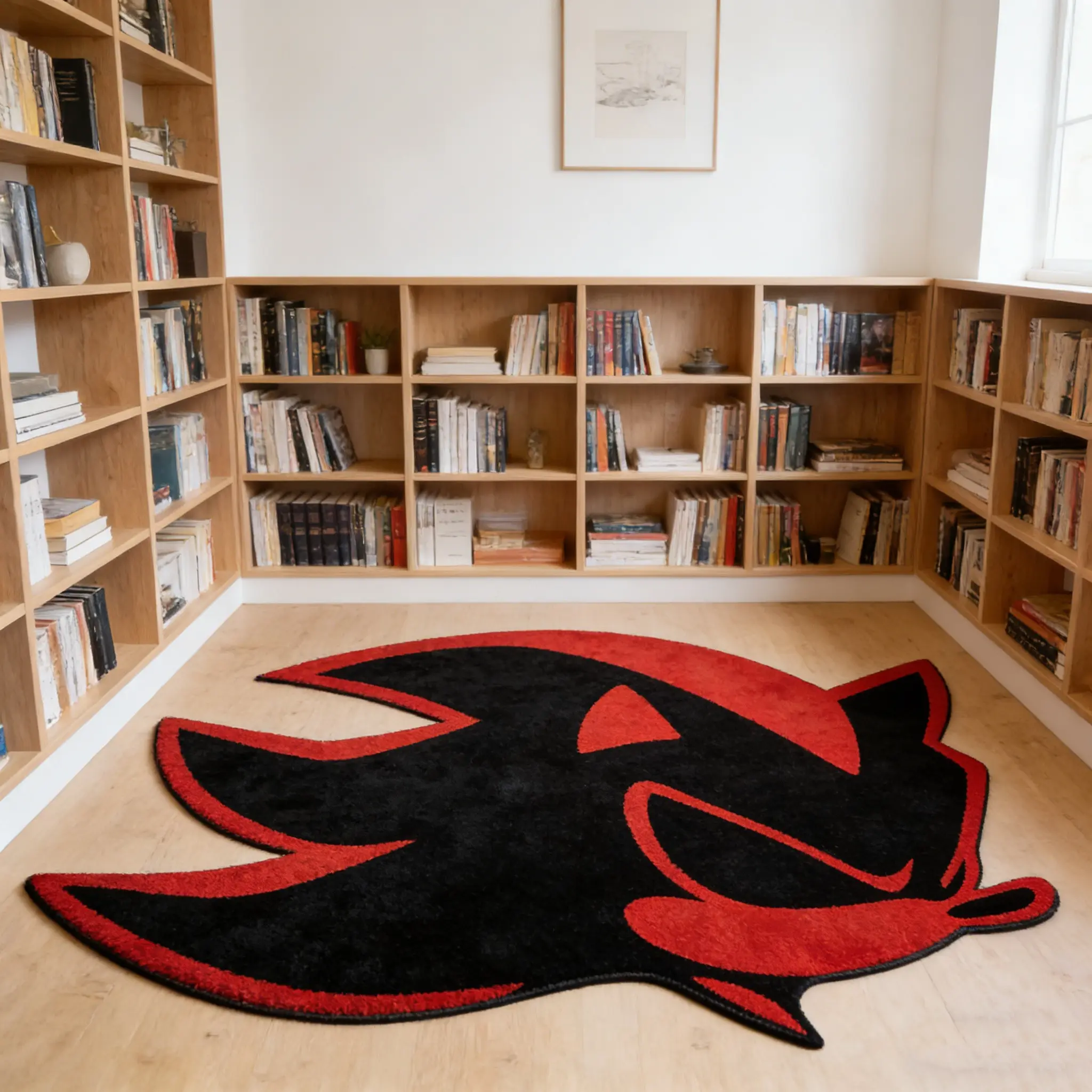 Red and black hedgehog head shaped carpet, contrasting velvet floor mat, non slip and wear-resistant floor mat for bedroom and study, trendy personalized atmosphere decoration mat, Home decor rug, Decorative Rug, Non Slip Rugs, Durable Decorative Mat