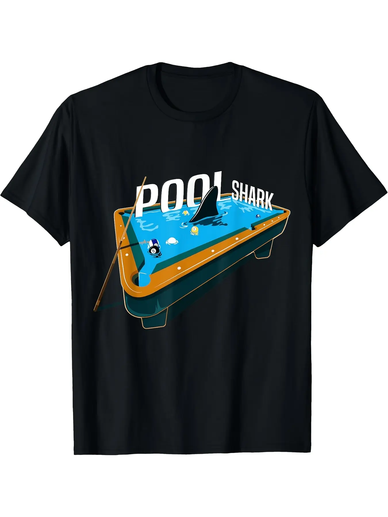 Pool Shark Billiard T Shirt Casual Crew Neck Geome unisex soft cotton short sleeve t shirt, vintage graphic casual tee for men women teens, perfect birthday holiday gift for camping travel gym daily street casual wear