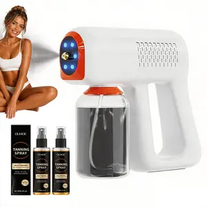 Self-tanning spray machine, with 2 x 60ml bottles of self-tanning spray,White At Home Spray Tan Kit – Lightweight compatible with all self-tanning solutions, airbrush finish, self-tanning device