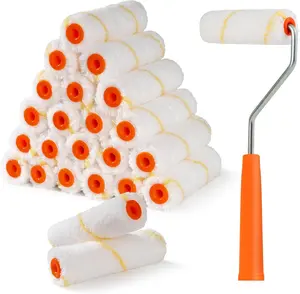 24 Pack Microfiber Paint Roller 4 Inch, Mini Paint Roller Covers, 3/8 Inch Nap, Small Paint Rollers