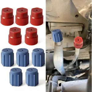10PCS/Set R134a 13mm & 16mm Air Conditioning Service AC System Charging Port Caps, Automobile Air Conditioning Caps Fit for Most R134A AC System Vehicles, 5 Blue Low Side and 5 Red High Side