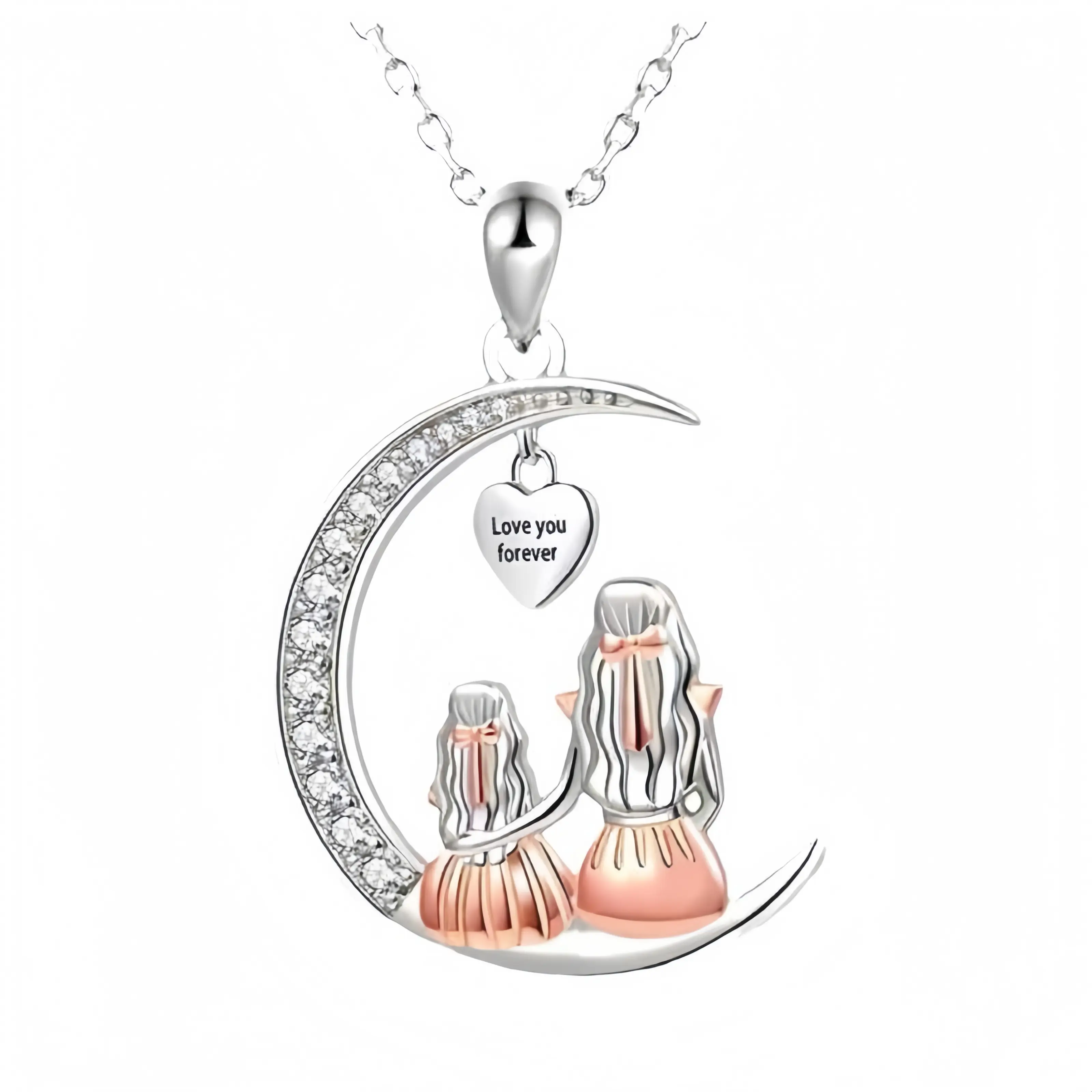 Mother-Daughter Necklace Set, Minimalist Crescent Moon Pendant with Dainty Metal Chain, Meaningful Women's Gift for Mother's Day with Greeting Card, Fashionable Jewelry Accessories, Womens Gifts, Meaningful Gifts