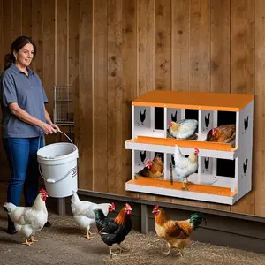 Chicken Nesting Box, 8-Hole Nesting Boxes with Bracket Legs, Removable Tray, Ventilation Holes, Easy Egg Collection & Cleaning, Laying Boxes for Hens