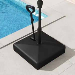COSTWAY - Mobile Patio Umbrella Base Water Sand Fillable Market Table Umbrella Stand with 3 Wheels-Black