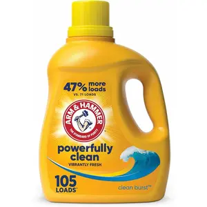 Clean Burst Liquid Laundry Detergent 105 Fl Oz 40% More Loads, 2X Powerful Stain Fighters, Clean Burst Scent