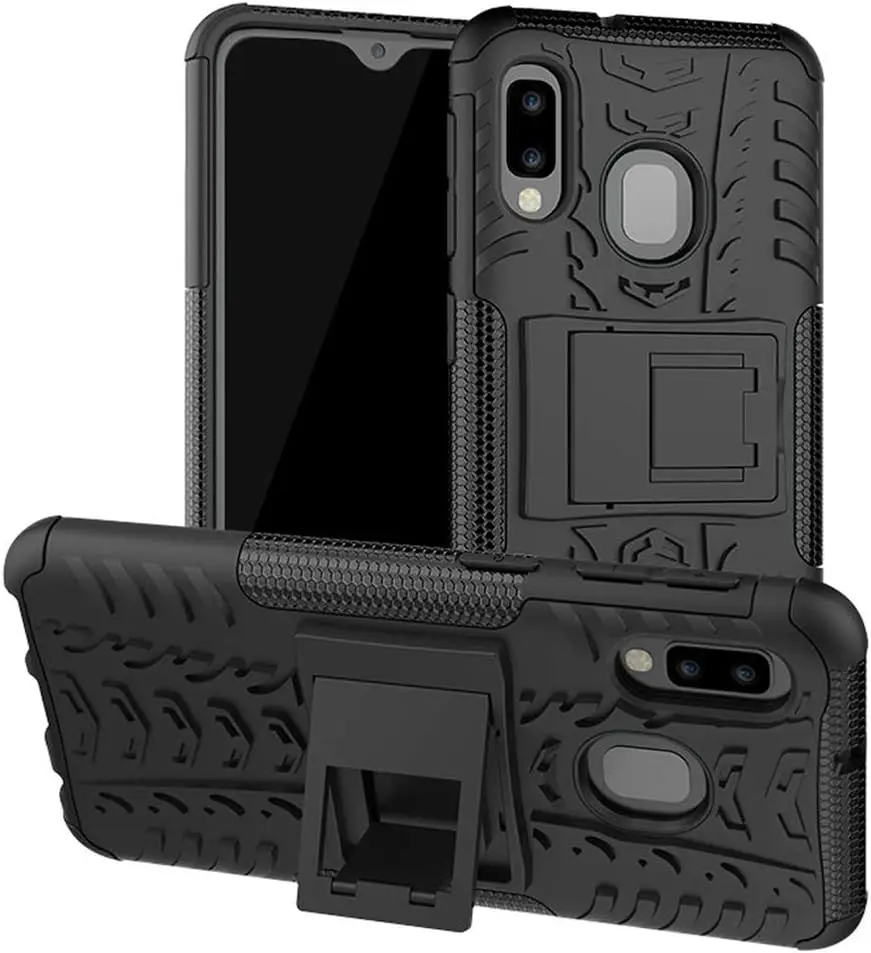 for Galaxy A10E Case, [Shockproof] Tough Rugged Dual Layer Protective Case Hybrid Kickstand Cover for Samsung Galaxy A10E (Black)