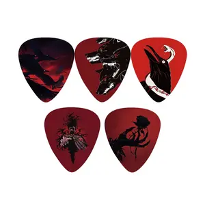 Bloodthirsty Thorn Rock Dark 0.71mm Pick Set, 5-Piece Guitar Picks, Durable & Stylish Design, Perfect for Music Lovers, Guitar Pack