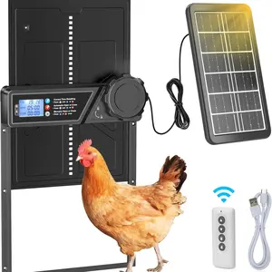 Solar Powered Automatic Chicken Coop Door, LCD Display Chicken Coop Doors with Remote Control, Farm Animal & Poultry Supplies