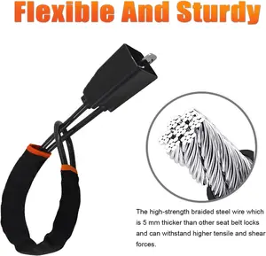 Car Steering Wheel & Seat Belt Lock - 17" Universal Anti-Theft Device for Vehicles, SUVs, Golf Carts | Compact & Lightweight Security Lock with Multi-Function Keys (Black)
