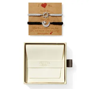 2Pcs Couples Bracelet - Sun & Moon - Stainless Steel - Adjustable Strong Woven Rope - Couples, Family & Friendship Bracelet for Men & Women Gift charm