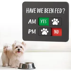 Dog Feeding Reminder Sign with Magnet, Pet Feeding Tracker with Have We Been Fed, AM PM Feed Chart Sign with Yes No Option,Acrylic Slider Sign for Fridge,