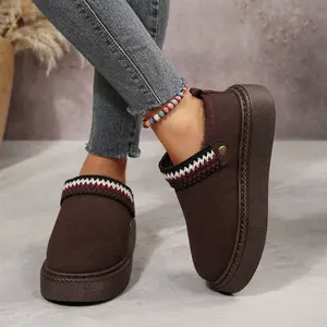 Women's Mini Snow Boots Warm And Durable Shoes For Indoor Outdoor Non Slip Comfort-Platform Snow Boots And Winter Slippers With Thickened Flat Soles