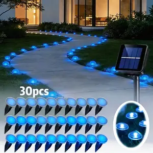 Solar Pathway Lights Set of 30, Outdoor Garden Lights with 8 Lighting Modes, Automatic On/off, Ideal for Paths, Camping, Weddings, Festivals, Waterproof Garden Light, Solar Landscape Lights