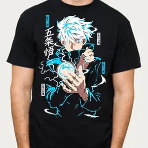 Vintage Gojo Satoru Anime Shirt Menswear Streetwear Shortsleeve Tshirt Man Top