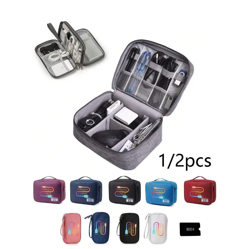 Electronics Storage Travel Bag, Waterproof Cable Organizer, Portable Tech Accessories Case, Laptop Phone Holder, Gift for Travel Office, Travel Gadgets
