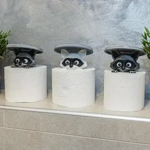 Raccoon Toilet Paper Holder, Interesting Toilet Paper Holder Bathroom Set, Funny Paper Roll Storage, Lovely Bathroom Decoration, Unique Animal Gift Ideas, 3D Printed Raccoon Roll Holder