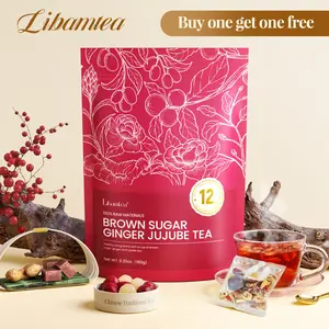 [Valentine Gift][2 Packs],Libamtea Brown Sugar Ginger Jujube Rose Tea, rich in natural brown sugar, ginger, red dates, rose, longan,and goji berries,Goddess Tea Blend | Organic Loose Leaf Herbal Tea Blend Menstrual Health， Hormone Balance Tea，pcos