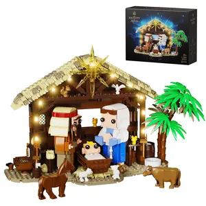 Light-Up Nativity Scene with LED – Warm Glow Holy Family Tabletop Decoration for Holiday Spirit & Festive Ambience – Battery Operated Xmas Display