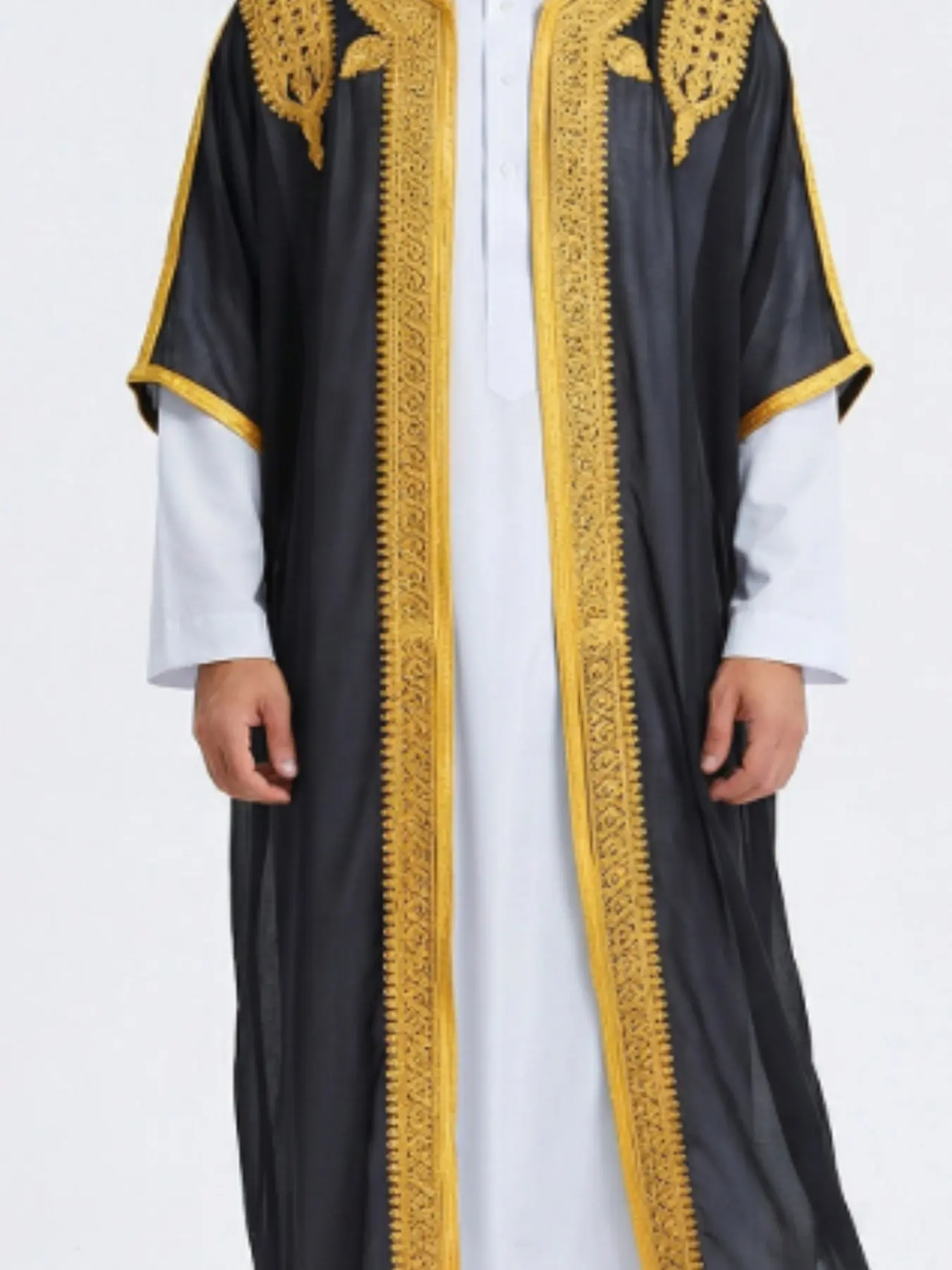 Muslim Middle East Men's Long Robe Outerwear, Traditional Arabic Clothing Arab Thobe, Islamic Thobe, Comfortable and Stylish, Perfect for Daily Wear