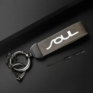 Car Keychain, PU Leather Car Keychain, Simple Design Car Interior Decoration Accessories for KIA Soul, Car Accessories