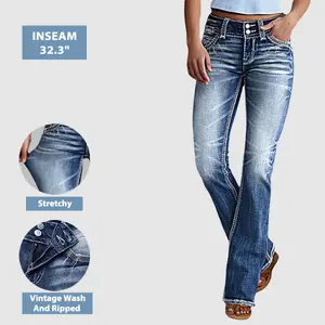 Flamingals 90s Vintage Slant Pocket Mid Waist Straight Leg Jeans for Women's Fashion