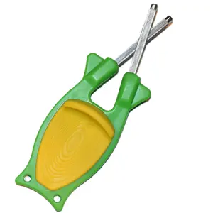 Chef-Trust Green Block Sharpener with Yellow Nonslip Grip & D-2 Honing Steels for Effortless Slices