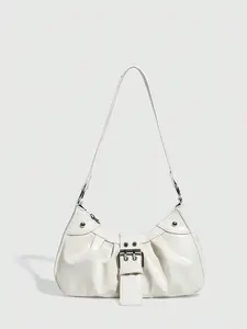 Vintage Denim Motorcycle Bag with Rivets and Buckles, Soft Texture, Foldable Design, Cloud Shape, Shoulder or Casual Crossbody, Perfect for Work, Dating, Parties, Crossbody Fashion Bag, Crossbody Clutch Bag