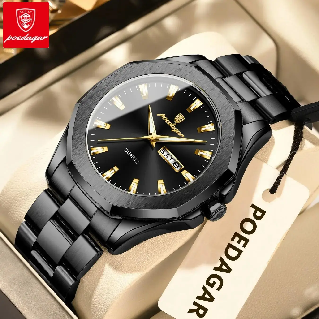 Poedagar luxury men's watch waterproof bright date sports men's watch stainless steel quartz fashion men's watch