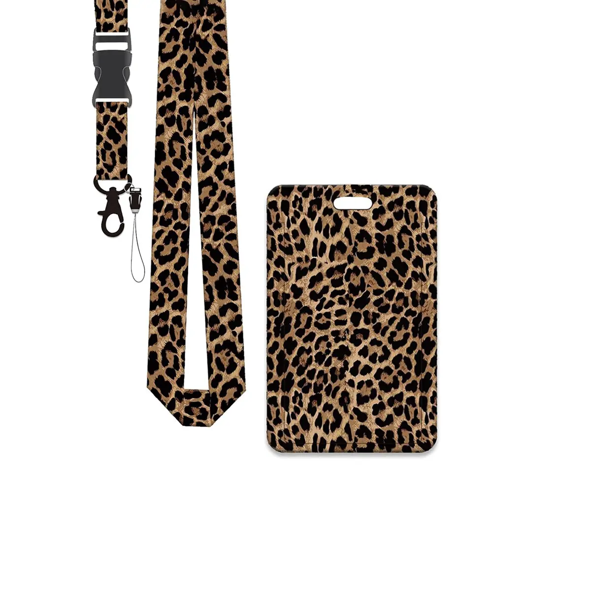 Cool Wind Leopard Print Lanyard Card Holder Set, Crossbody Lanyard, Detachable Office ID Badge Strap, Teacher Nurse Badge Reel School Supplies, Office Gift, Lanyard for ID Badge